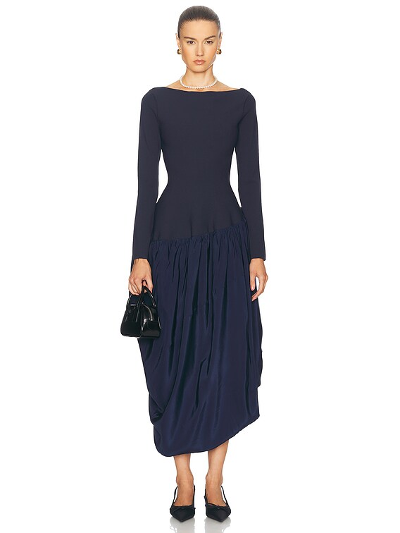 knee length dresses for ladies Via Midi Dress Creamsicle Combo Everly – B.loved main image 0