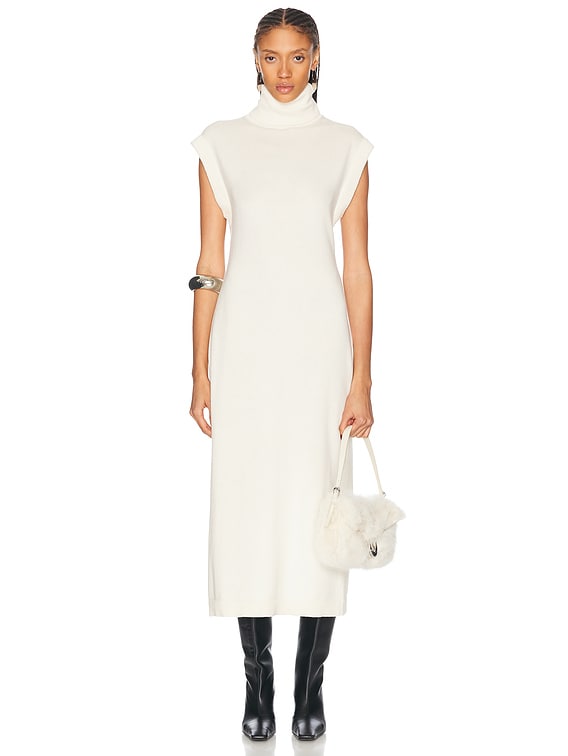 SIMKHAI Short Sleeve Turtleneck Dress in Ivory | FWRD