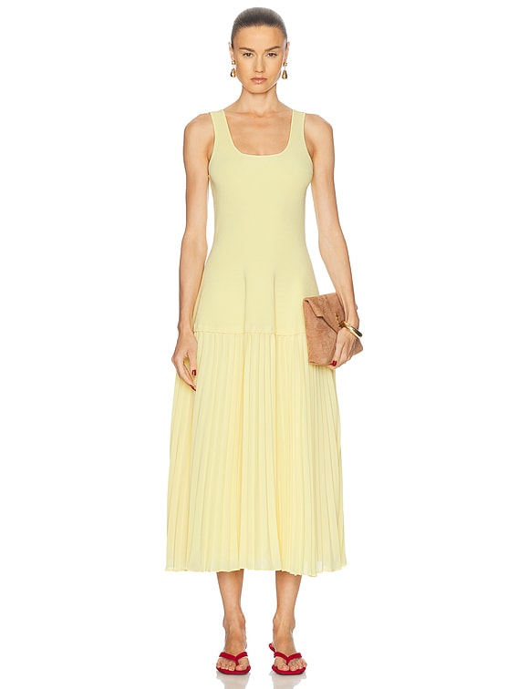 giavana strapless layered midi dress Giavana Strapless Layered Ruffles Midi Dress Lemon