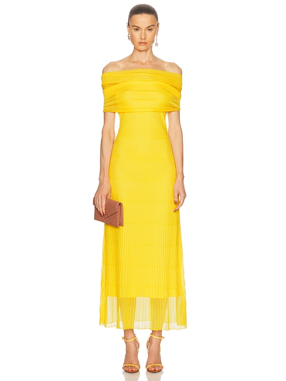 SIMKHAI Laurelle Off Shoulder Maxi Dress in Sunny | FWRD