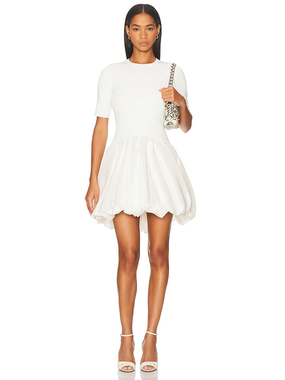 simkhai ivory morrigan short sleeve mini dress SIMKHAI Women's Holloway Embroidered Mini Dress in White, Lace, Size 6