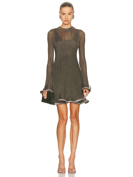 SIMKHAI Zelda Mini Dress in Gunmetal Silver | FWRD