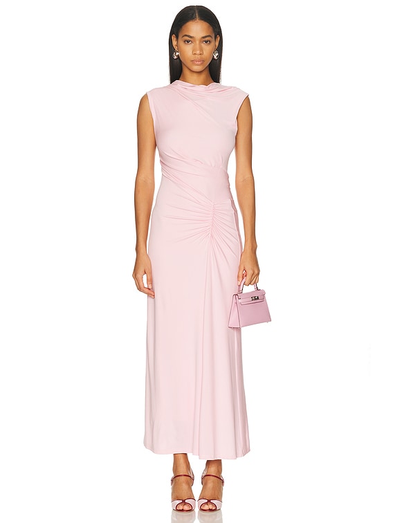 SIMKHAI Acacia Draped Jersey Midi Dress in Tulip | FWRD