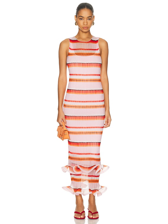 SIMKHAI Daniella Midi Dress in Blossom Stripe | FWRD