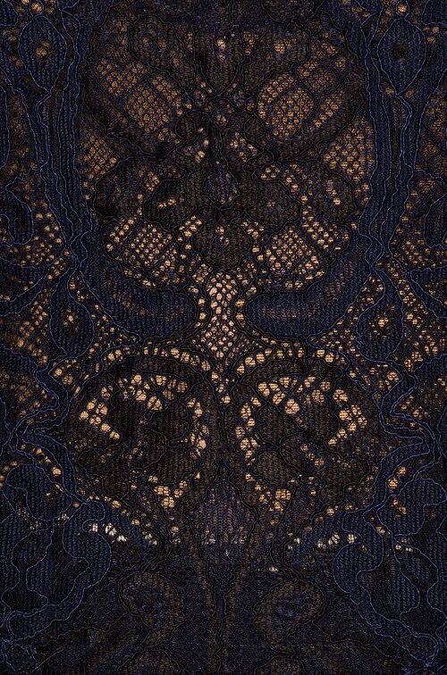 SIMKHAI Grommet Lariat Lace Bustier Midi Dress in Midnight | FWRD SIMKHAI Grommet Lariat Lace Bustier Midi Dress in Midnight | FWRD