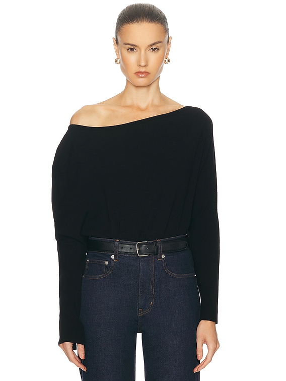 SIMKHAI Marie Off Shoulder Sweater in Black | FWRD