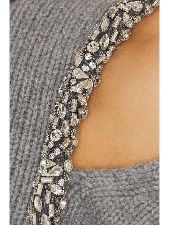 SIMKHAI Monroe Embellished Pullover Sweater in Grey Melange | FWRD