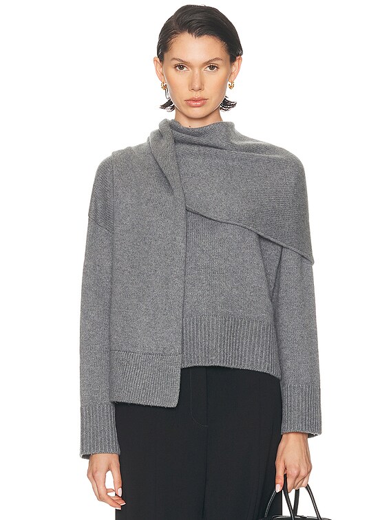 SIMKHAI Elson Scarf Sweater in Heather Grey | FWRD