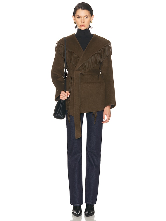 SIMKHAI Rowen Fringe Jacket in Alligator | FWRD