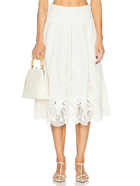 SIMKHAI Kaius Midi Skirt in Ivory | FWRD SIMKHAI Kaius Midi Skirt in Ivory | FWRD