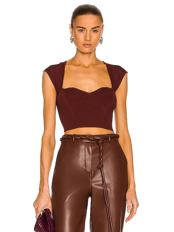 SIMKHAI Abia Cropped Tee in Mahogany