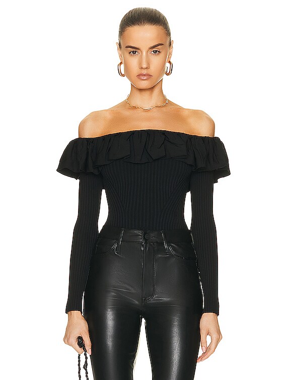 Ruched Off The Shoulder Top in Black