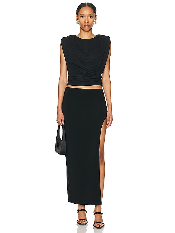 SIMKHAI Daton Draped Top in Black | FWRD