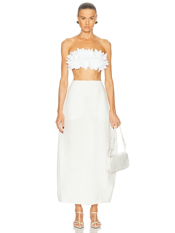 【yuukii】herpraha circular bustier SIMKHAI Abril Floral Bustier Top in White | FWRD