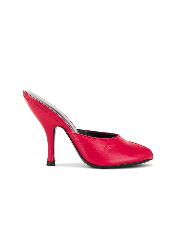 High Heels Pantoletten Rot Leder Rote Sohle Dunkelgraue High Heels