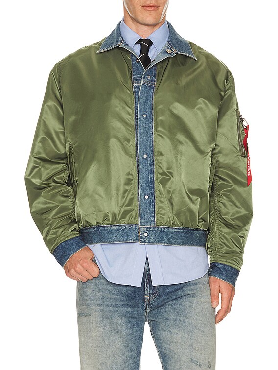 Junya Watanabe x Alpha MA-1 Flight Jacket in Khaki & Indigo | FWRD