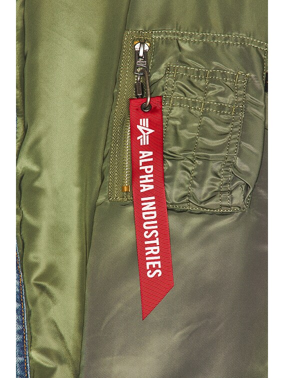 Junya Watanabe x Alpha MA-1 Flight Jacket in Khaki & Indigo | FWRD