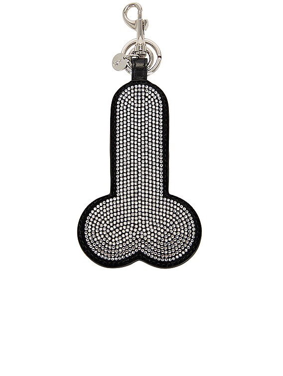 JW Anderson Crystal Penis Keyring in Black | FWRD
