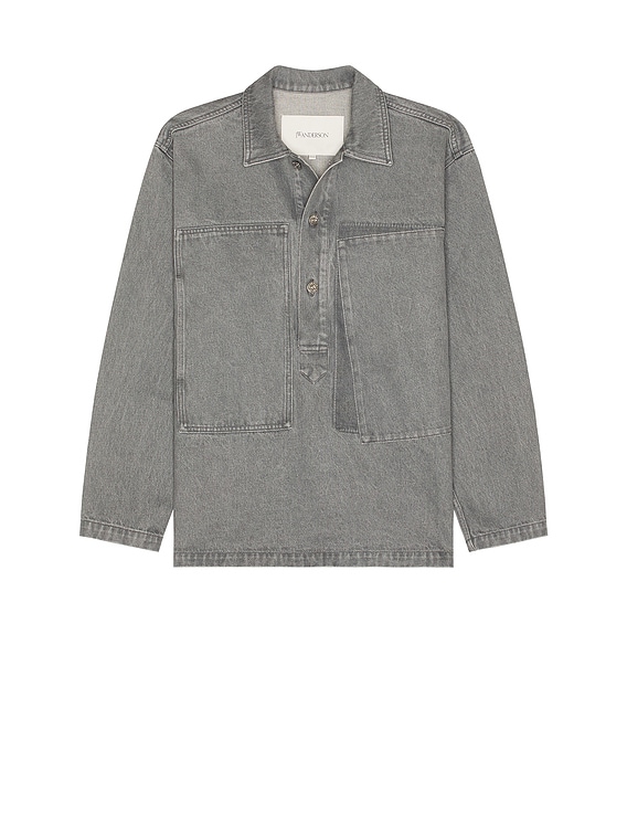 JW Anderson Patch Pocket Rugby Shirt in Light Grey | FWRD