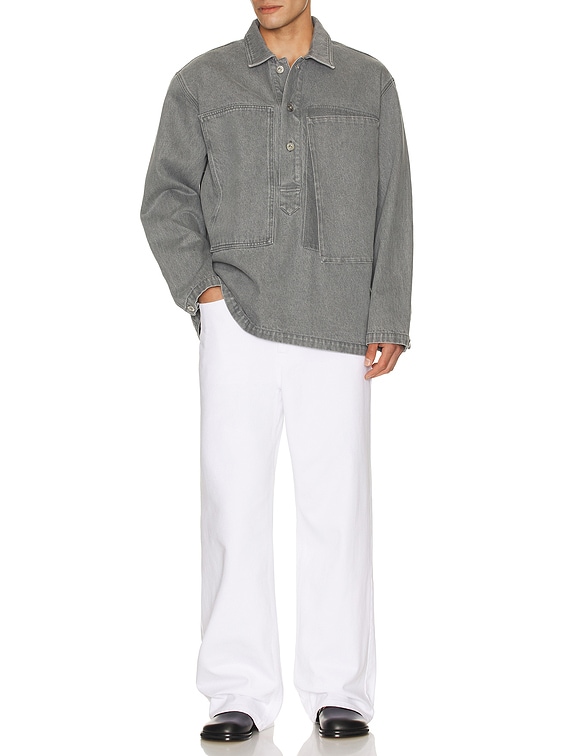 JW Anderson Patch Pocket Rugby Shirt in Light Grey | FWRD