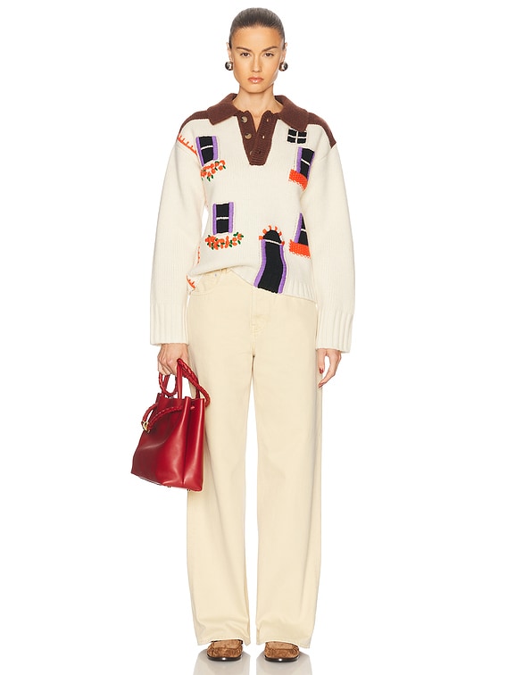 JW Anderson House Polo Jumper in Flax | FWRD