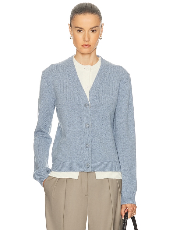 JW Anderson Contrast Layered Cardigan in Blue Melange | FWRD