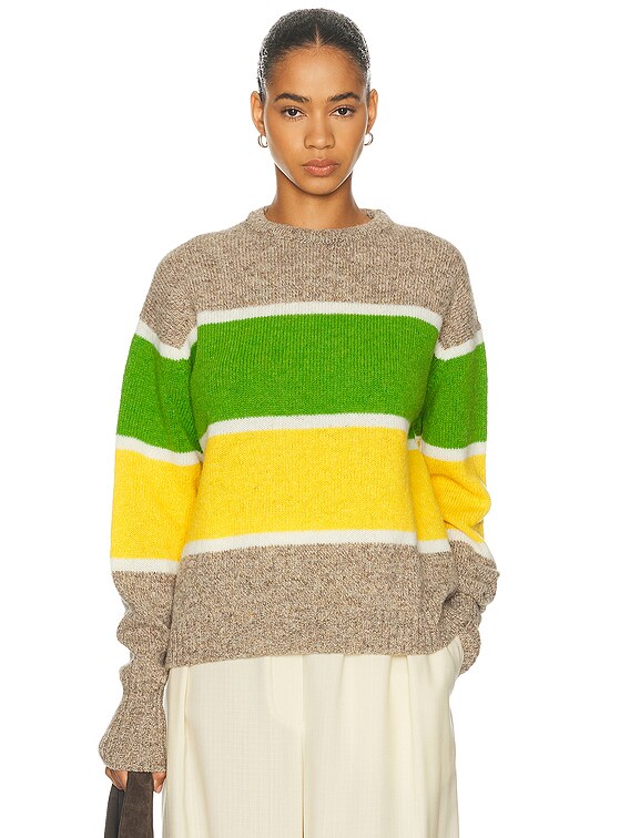 JW Anderson Stripe Crew Neck Sweater in Beige Melange | FWRD
