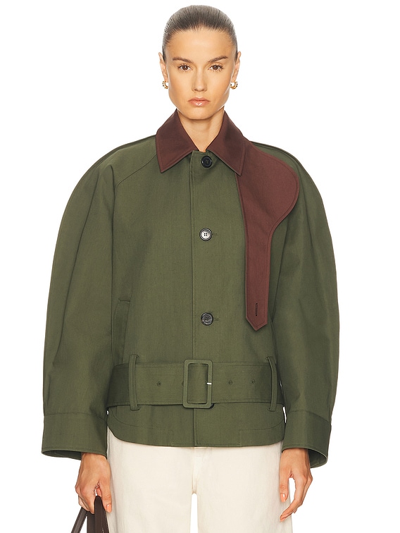 JW Anderson Rounded Jacket in Khaki & Chestnut | FWRD