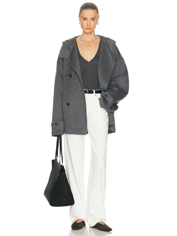 JW Anderson Oversized Peacoat in Charcoal Melange | FWRD