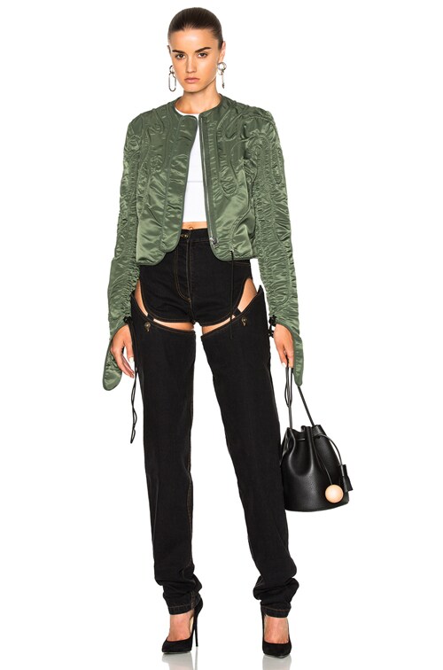 JW Anderson Cropped Corded Jacket in Military Green | FWRD