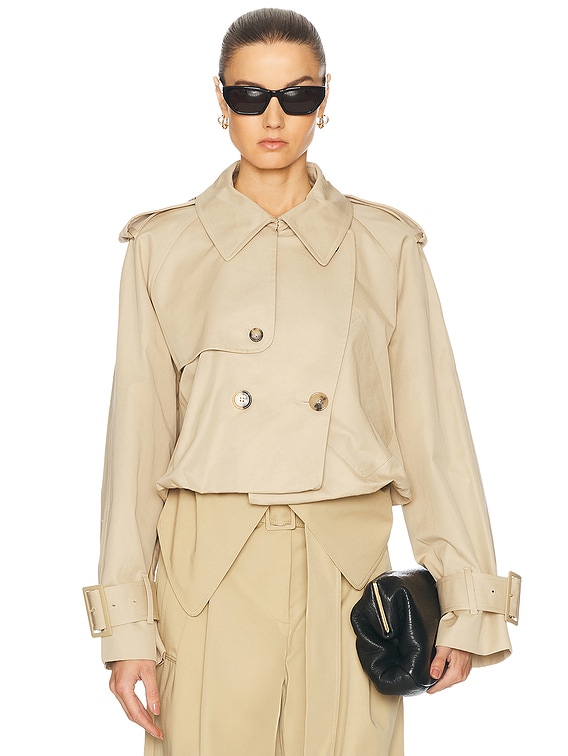 JW Anderson Cropped Trench Coat in Light Beige | FWRD