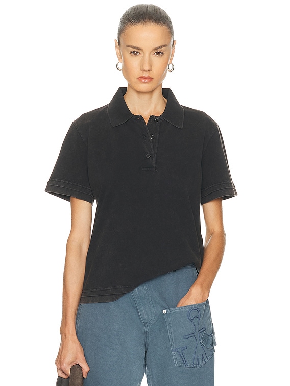 JW Anderson ポロシャツ　25ss JW Anderson Layered Short Sleeve Polo Top in Washed Black | FWRD