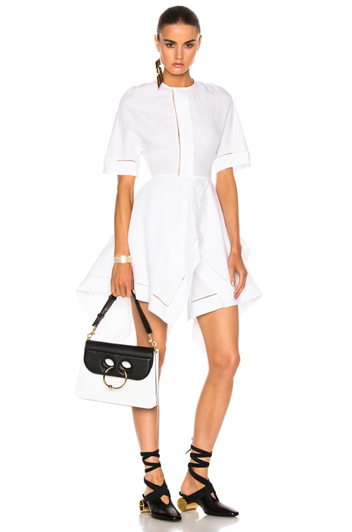 JW Anderson Medium Pierce Bag in White & Black | FWRD