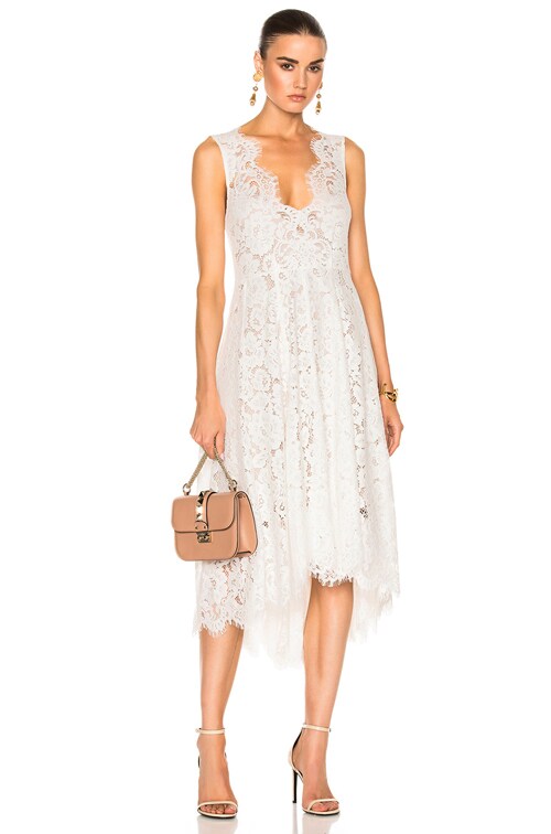 Kate Sylvester Chyrstal Full Dress in White Lace | FWRD