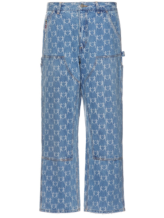 KidSuper Jaquard Dancing Ladies Double Knee Jeans in Blue | FWRD