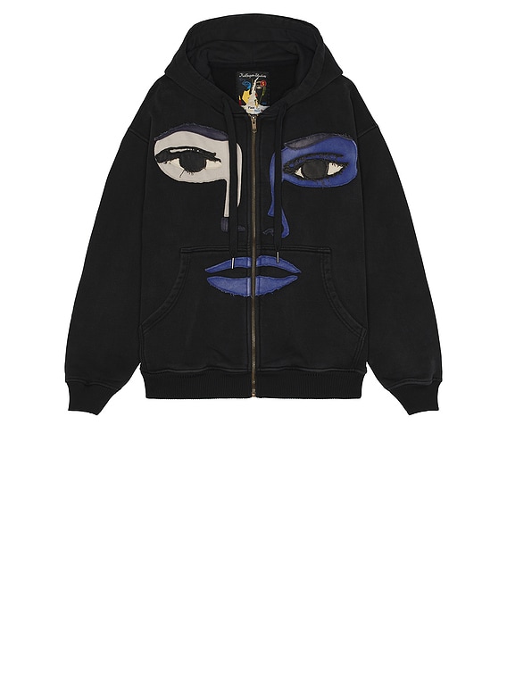 Patchwork Face Heavyweight Zip Up Hoodie