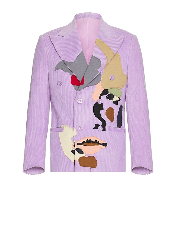KidSuper Patchwork Face Corduroy Suit Top in Purple | FWRD