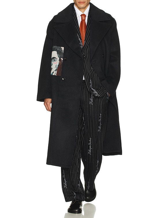 Jacquard Patches Wool Overcoat