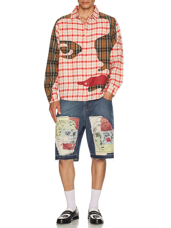 Patchwork Face Flannel Shirt