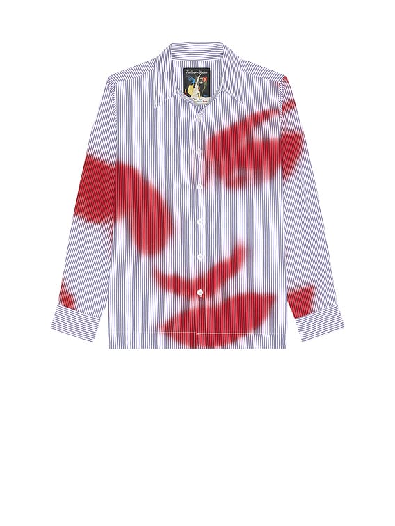 Blurry Face Airbrush Striped Button Up Shirt