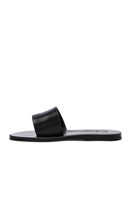 K Jacques Leather Arezzo Sandals in Velam Noir FWRD