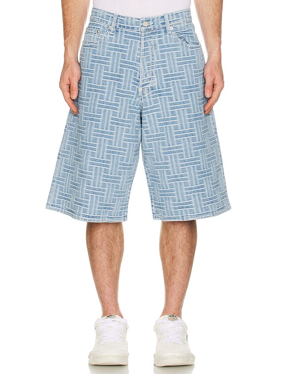 Kenzo Kenzo Weave Straight Short in Bleached Blue Denim | FWRD