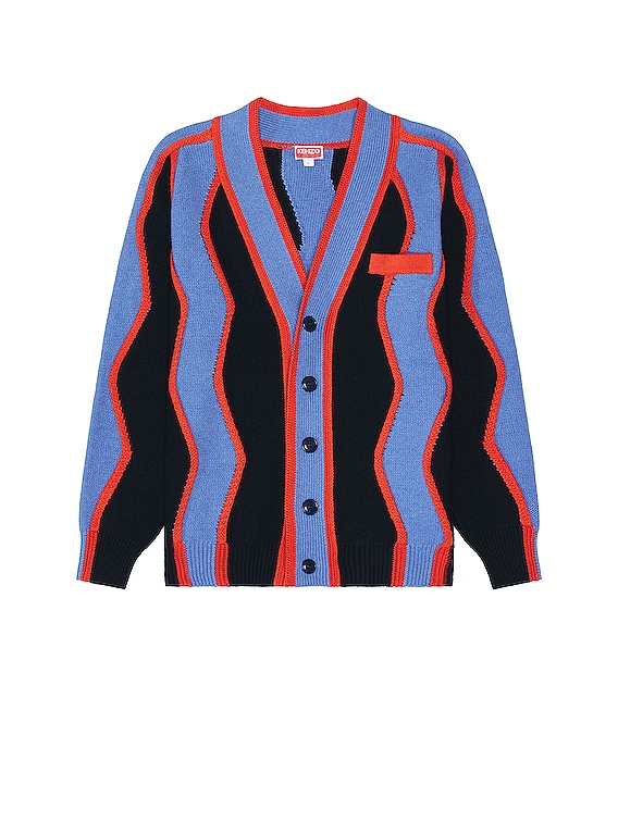 Kenzo Wavy Stripe Cardigan in Midnight Blue | FWRD