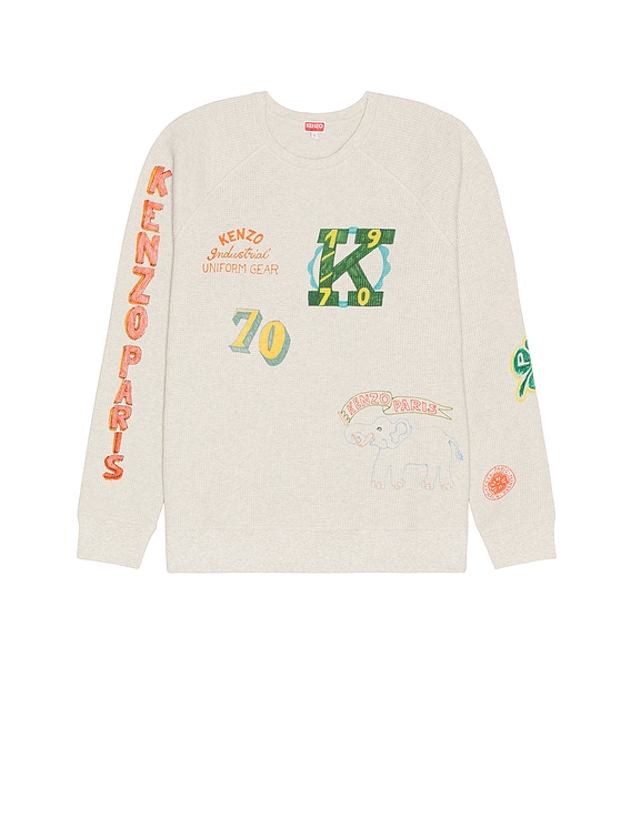Kenzo Drawn Varsity Oversize Sweater in Pale Grey | FWRD