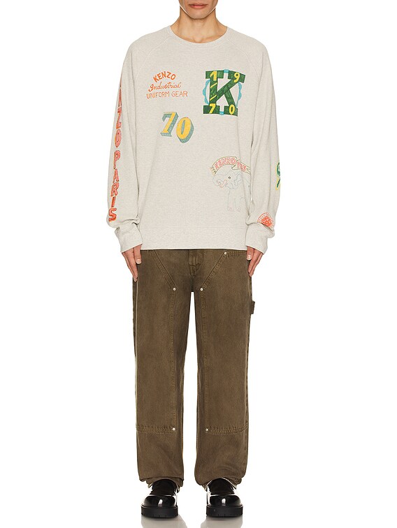 Kenzo Drawn Varsity Oversize Sweater in Pale Grey | FWRD