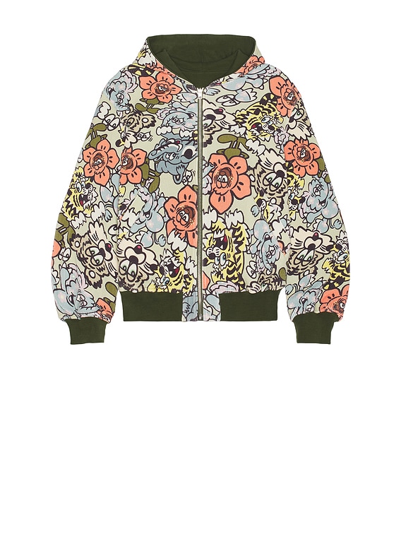 Kenzo x Verdy Collection Reversible Full Zip Hoodie in Khaki
