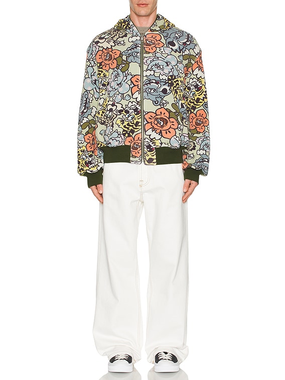 Kenzo x Verdy Collection Reversible Full Zip Hoodie in Khaki