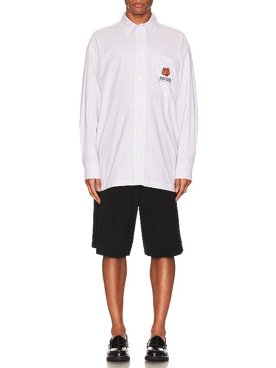 Kenzo Boke Flower Crest Stripe Shirt in Midnight Blue | FWRD