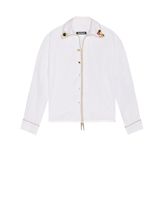 Kody Phillips Embellished Long Sleeve Lasso Shirt in White | FWRD
