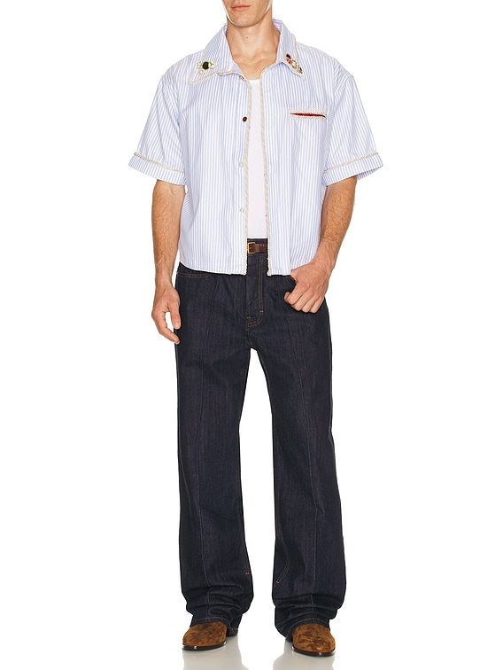 Kody Phillips Embellished Lasso Shirt in Blue Stripe | FWRD